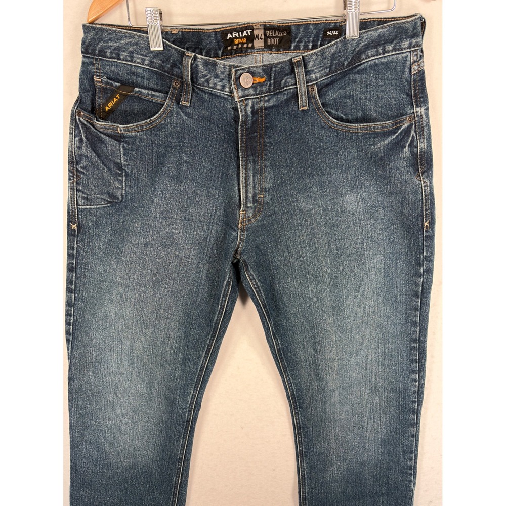 Ariat Rebar M4 Relaxed Boot Mens Jeans Blue Medium Wash Denim 34x34 10016223 - Picture 2 of 11